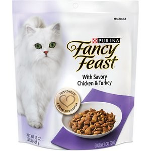 Fancy Feast Gourmet Savory Chicken & Turkey Dry Cat Food, 16-oz bag, pack of 4