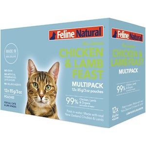 Feline Natural Chicken & Lamb Feast Grain-Free Wet Cat Food, 3-oz pouch, case of 12