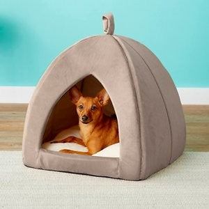 Frisco Tent Covered Cat Dog Bed Sandy Beige Large Mutty Cat