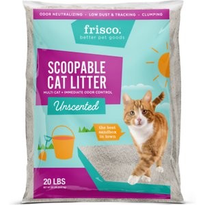 Frisco Multi-Cat Unscented Clumping Clay Cat Litter, 20-lb bag