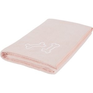 Frisco Embroidered Bones Microfiber Dog Bath Towel, Pink, Large