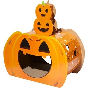 Frisco Jack-o-Lantern Cardboard Cat House