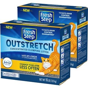 Fresh Step Outstretch Advanced Concentrated Febreze Freshness Scented Clumping Clay Cat Litter, 32-lb box