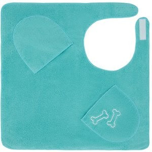 Frisco Embroidered Bones Microfiber Dog Bath Cape Towel, Teal, Medium