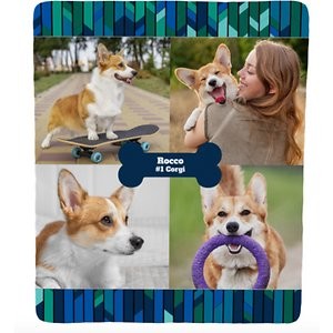 Frisco Contemporary Mosaic with Bone Collage Sherpa Fleece Personalized Blanket, 60" x 80"