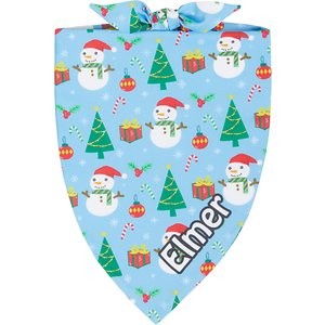 Frisco Snowman and Presents Personalized Dog & Cat Bandana, Medium