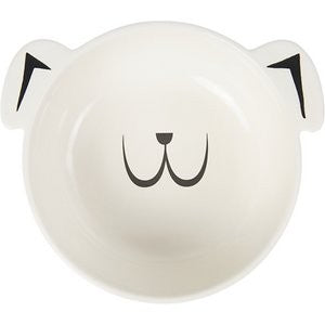 Frisco Dog Face Non-skid Ceramic Dog Bowl, White, 4 Cups