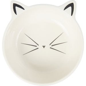 Frisco Cat Face Non-skid Ceramic Cat Bowl, White, 1.25 Cups