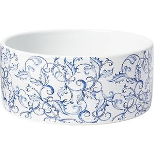 Frisco Blue Garden Non-skid Ceramic Dog Bowl, 4 Cups