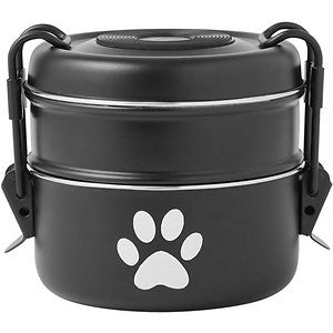 Frisco Complete Travel Stainless Steel Dog & Cat Feeder Bowl, Black, Small