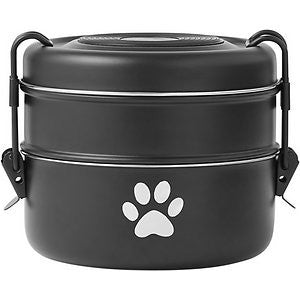 Frisco Complete Travel Stainless Steel Dog & Cat Feeder Bowl, Black, Large