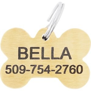 Frisco Brass Personalized Dog & Cat ID Tag, Bone, Small