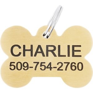 Frisco Brass Personalized Dog & Cat ID Tag, Bone, Regular