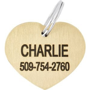 Frisco Brass Personalized Dog & Cat ID Tag, Heart, Regular