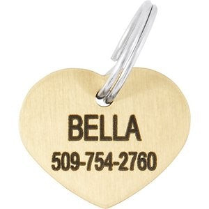 Frisco Brass Personalized Dog & Cat ID Tag, Heart, Small