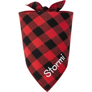 Frisco Buffalo Check Embroidered Personalized Dog & Cat Bandana, Red, Medium