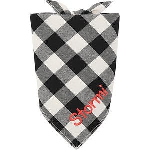 Frisco Buffalo Check Embroidered Personalized Dog & Cat Bandana, Black, Medium