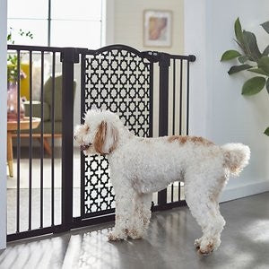 Frisco Metal Pattern Extra Wide Auto-close Pet Gate, 30-in, Black