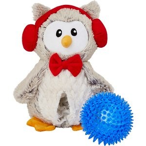 Frisco Holiday Owl Tearable 2-in-1 Plush Squeaky Dog Toy