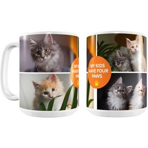 Frisco Personalized Contemporary Paws Collage White Coffee Mug, 15-oz