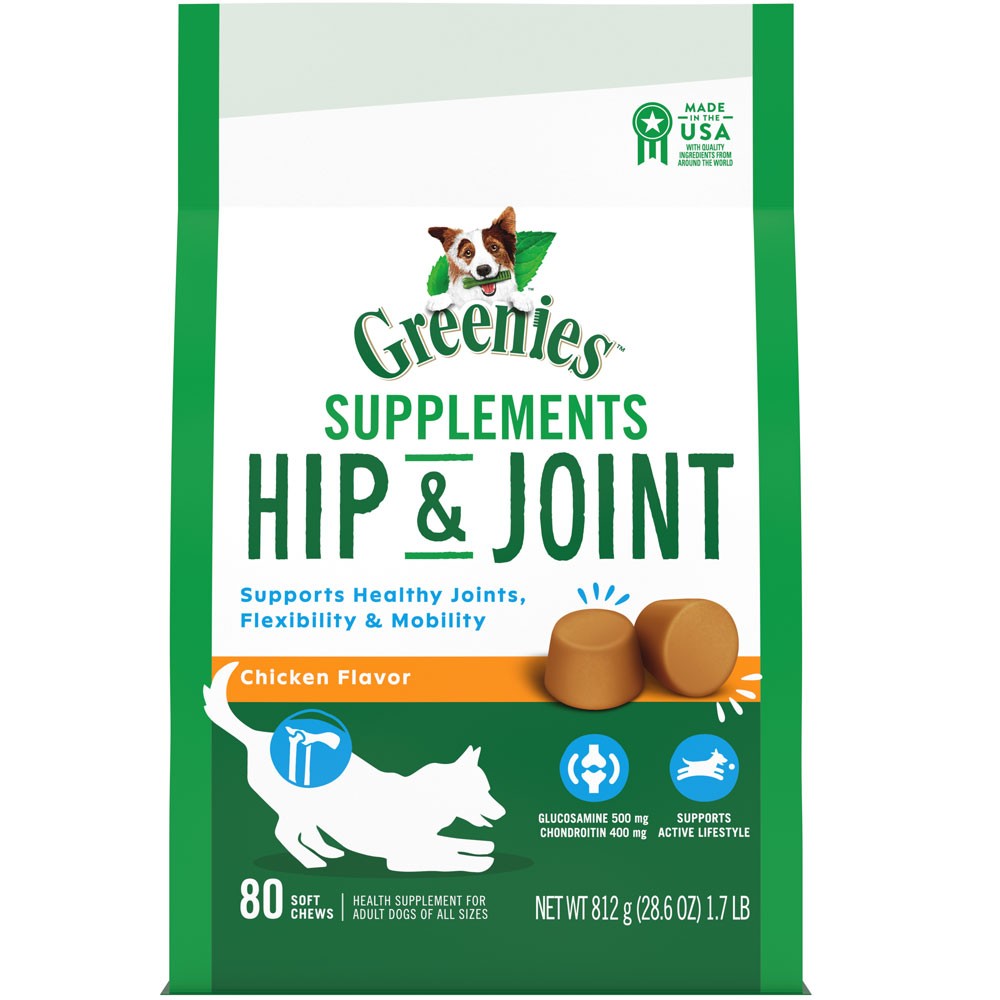 Greenies Supplements Hip & Joint for Dogs - Chicken Flavor (80 Soft Chews)