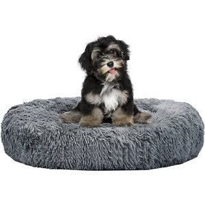 HappyCare Textiles Luxury Donut Cuddler Round Cat & Dog Bed, Gray