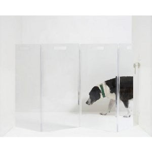 Hiddin Clear View Zig Zag Wall Mounted Dog Gate, Clear, Silver, 4-Panel