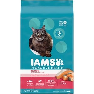 Iams ProActive Health Adult Indoor Weight & Hairball Care with Salmon Dry Cat Food, 16-lb bag