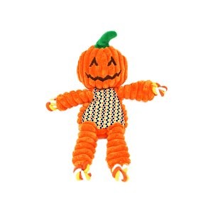 KONG Halloween Floppy Knots Pumpkin Squeaky Plush Dog Toy, Small/Medium