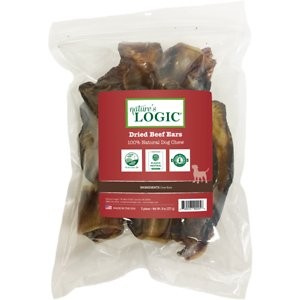 Nature's Logic Dried Beef Ears Dog Chew, 8-oz bag