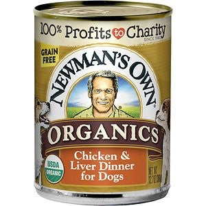 Newman's Own Organics Grain-Free 95% Chicken & Liver Dinner Canned Dog Food, 12.7-oz, case of 12