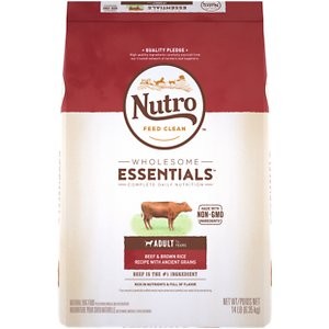 Nutro Wholesome Essentials Adult Beef & Brown Rice Recipe with Ancient Grains Dry Dog Food, 14-lb bag