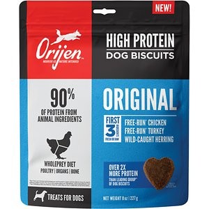 ORIJEN Original High-Protein Grain-Free Biscuit Dog Treats, 8-oz bag