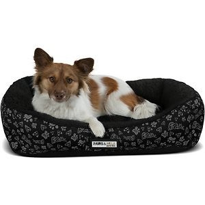 Paws & Pals Self-Warming Bolster Cat & Dog Bed, Black, Small