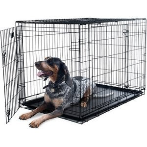 Pet Adobe Double Door Folding Metal Dog Crate, 42-in