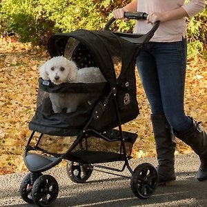 Muttycat Special Edition No-Zip Dog & Cat Stroller, Black with Gold Monogram