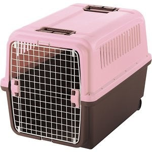 Richell E-Z Mobile Dog & Cat Carrier, Soft Pink/Brown, Medium/Large