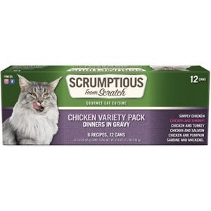 Scrumptious From Scratch Chicken In Gravy Variety Pack Canned Cat Food, 2.8-oz, case of 12