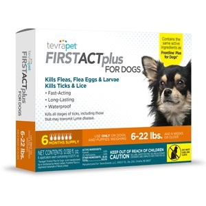 TevraPet FirstAct Plus Flea & Tick Treatment for Dogs, 6 - 22lbs, 6 doses