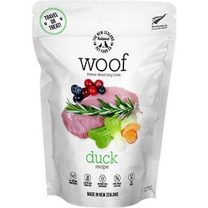 The New Zealand Natural Pet Food Co. Woof Duck Recipe Grain-Free Freeze-Dried Dog Treats, 1.76-oz bag