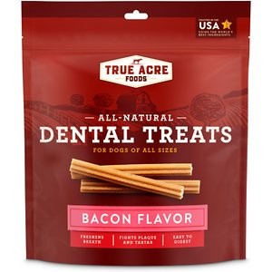 True Acre Foods All-Natural Dental Chew Sticks, Bacon Flavor, 32-count