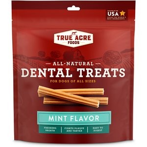 True Acre Foods All-Natural Dental Chew Sticks, Mint Flavor, 32-count