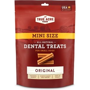 True Acre Foods Mini All-Natural Dental Chew Sticks, Original Flavor, 58 count