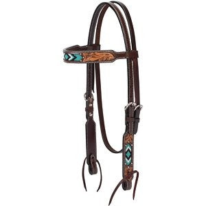 Weaver Leather Turquoise Cross Beaded Horse Browband Headstall