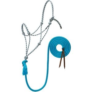 Weaver Leather Silvertip No. 95 Rope Horse Halter & 10-ft Lead, White/Brown/Turquoise/Tan