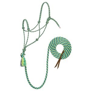 Weaver Leather Silvertip No. 95 Rope Horse Halter & 10-ft Lead, Gray/Turquoise/Lime/Black