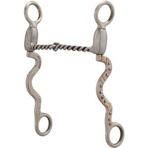 Weaver Leather Pro Series 5-in Sweet Iron Twisted Snaffle Mouth Long Shank Horse Bit, Accented Stainless Steel